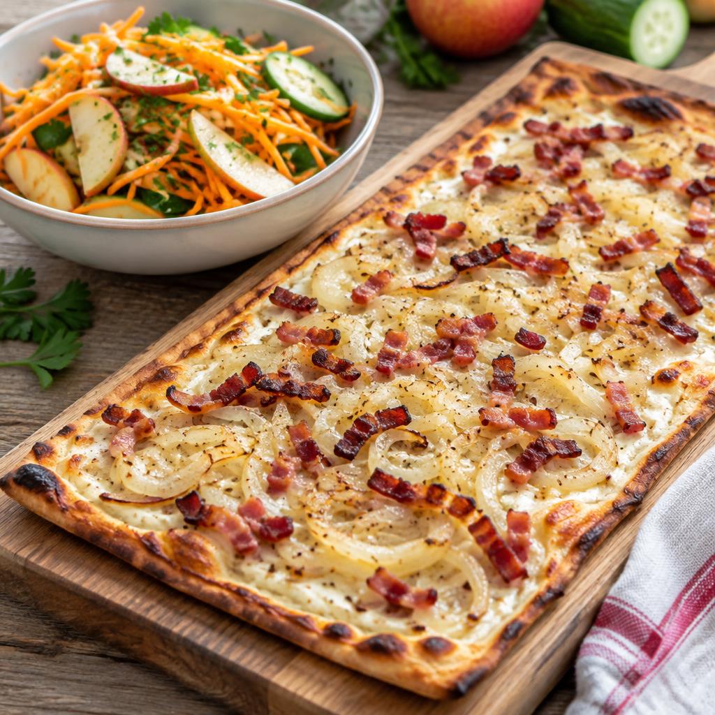 Tarte façon flammekueche aux lardons de poulet