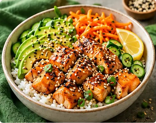 Bowl de saumon teriyaki & avocat