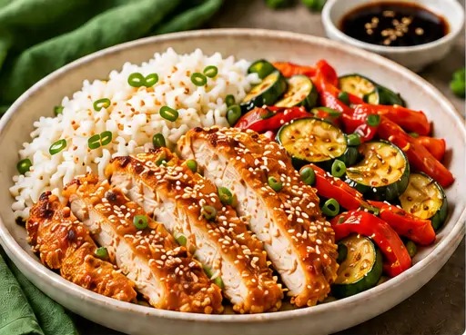 Poulet pané au sésame & riz parfumé