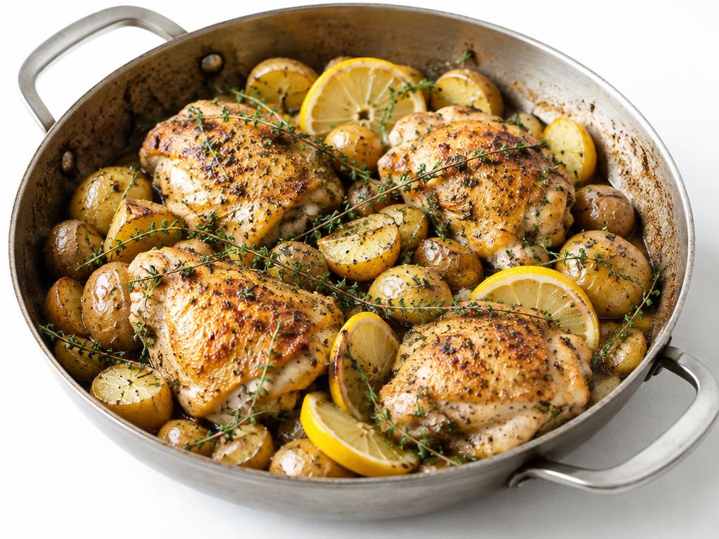 Poulet rôti citron-thym & pommes grenaille